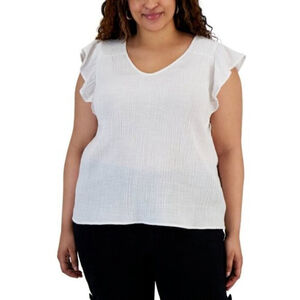 Style & Co. Plus Size White Flutter-Sleeve Top NWT